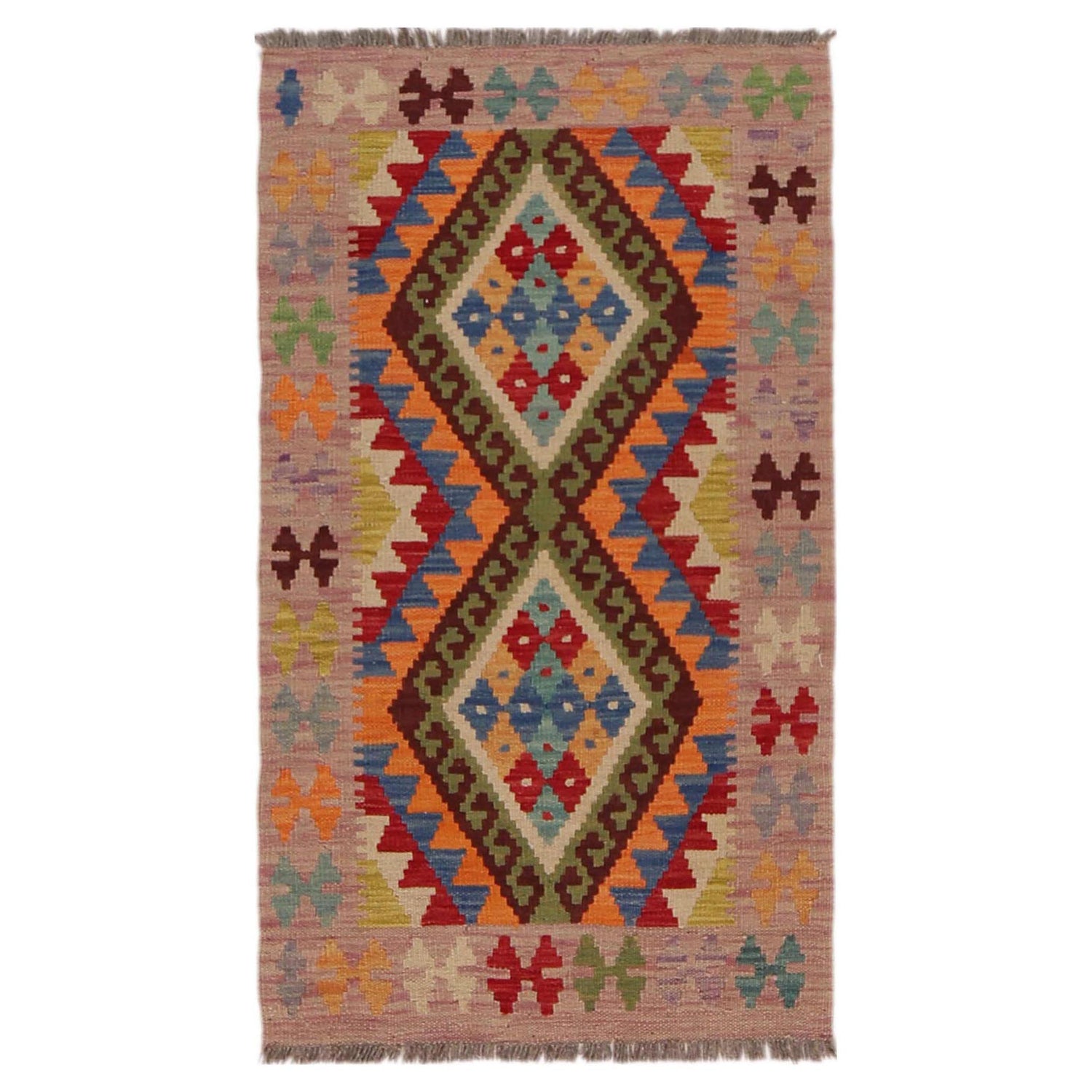 Hand Knotted Flatweave Kilim 2' 0" x 3' 7" ft / 62 x 110 cm - No. P36273