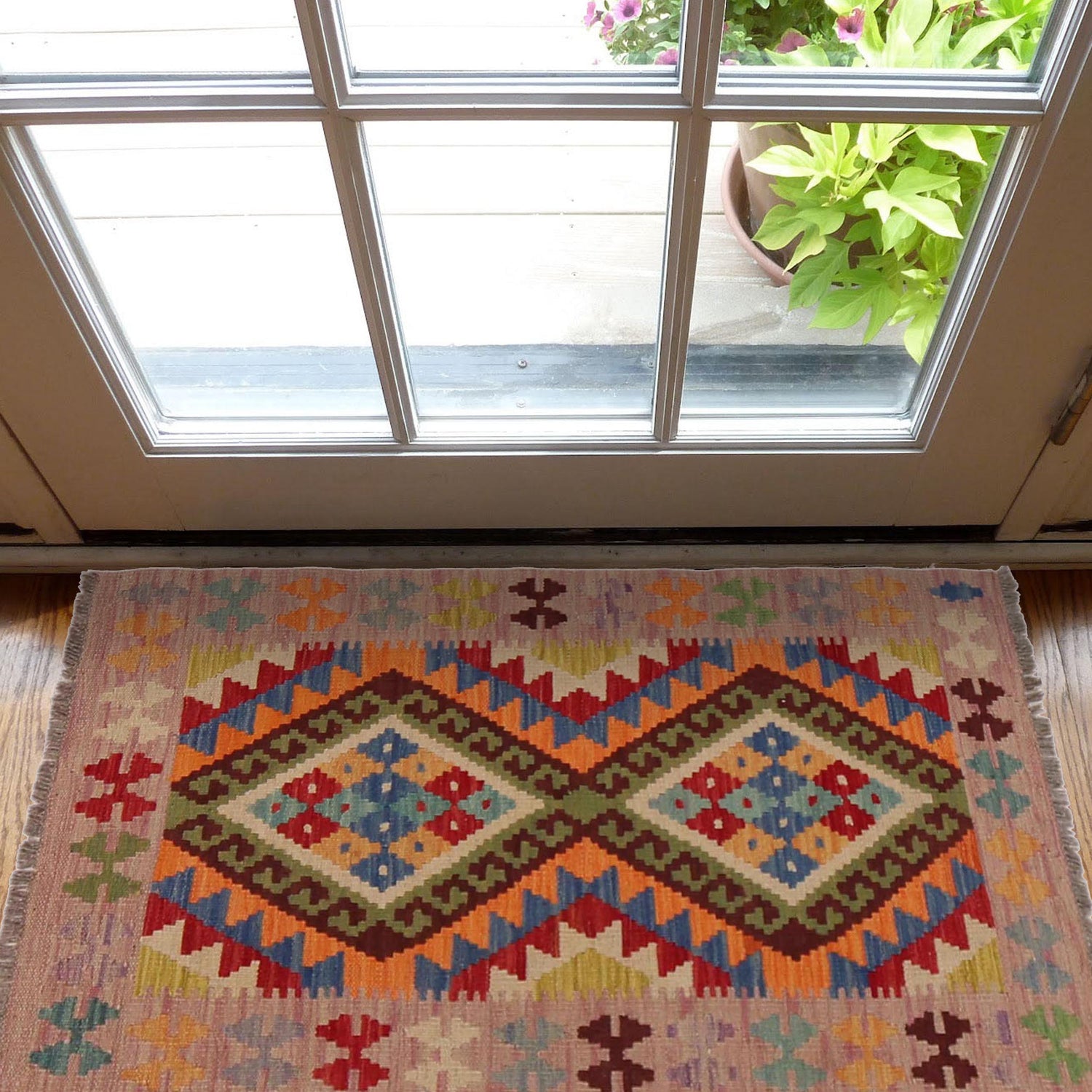 Hand Knotted Flatweave Kilim 2' 0" x 3' 7" ft / 62 x 110 cm - No. P36273