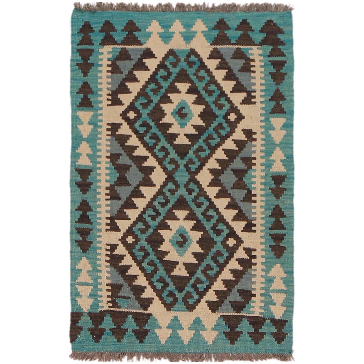 Hand Made Afghan Kilim 2' 0" x 3' 1" ft / 62 x 94 cm - No. P36275