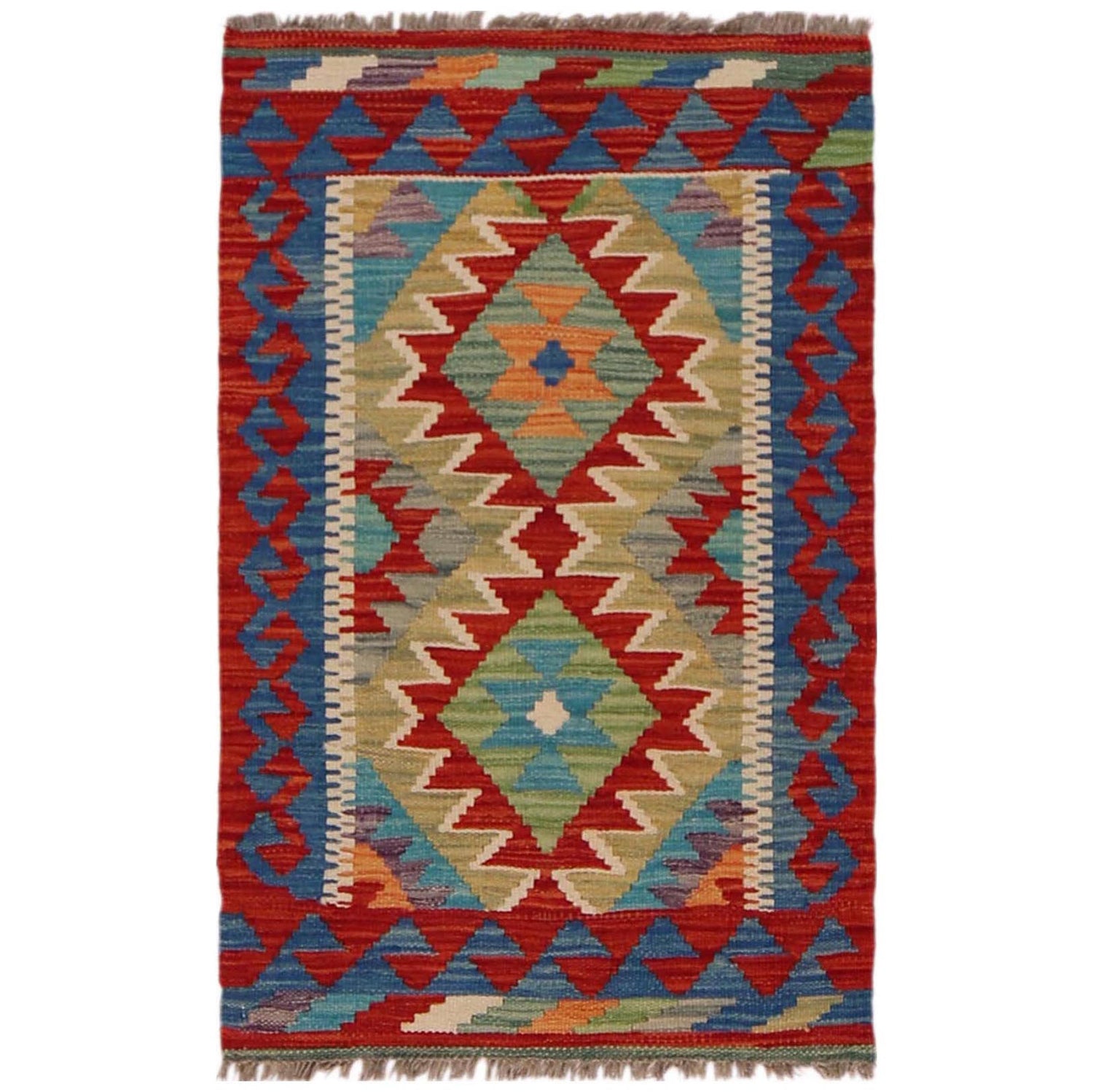 Handmade Vegetable Kilim 1' 11" x 2' 11" ft / 58 x 89 cm - No. P36277