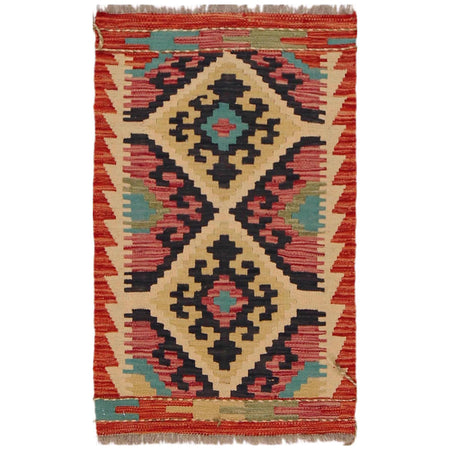 Hand Woven Wool Kelim 1' 10" x 3' 0" ft / 57 x 92 cm - No. P36280
