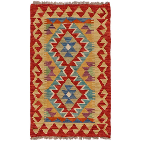 Hand Knotted Flatweave Kilim 1' 10" x 2' 11" ft / 56 x 90 cm - No. P36283