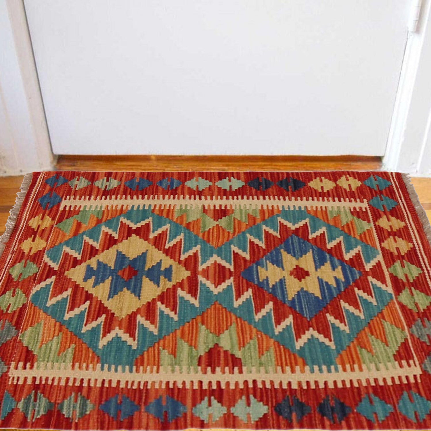 Hand Knotted Flatweave Kilim 2' 0" x 2' 10" ft / 60 x 87 cm - No. P36293