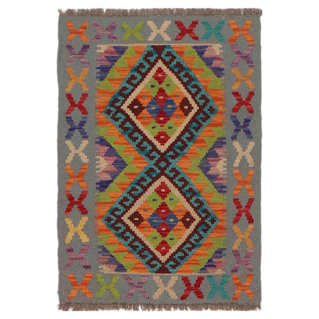 Handmade Afghan Vegetable Kilim 2' 0" x 2' 11" ft / 61 x 88 cm - No. P36294