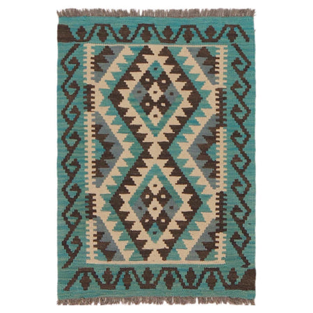 Multi Color ful Flat-Weave Wool Kilim 2' 0" x 2' 11" ft / 61 x 88 cm - No. P36296
