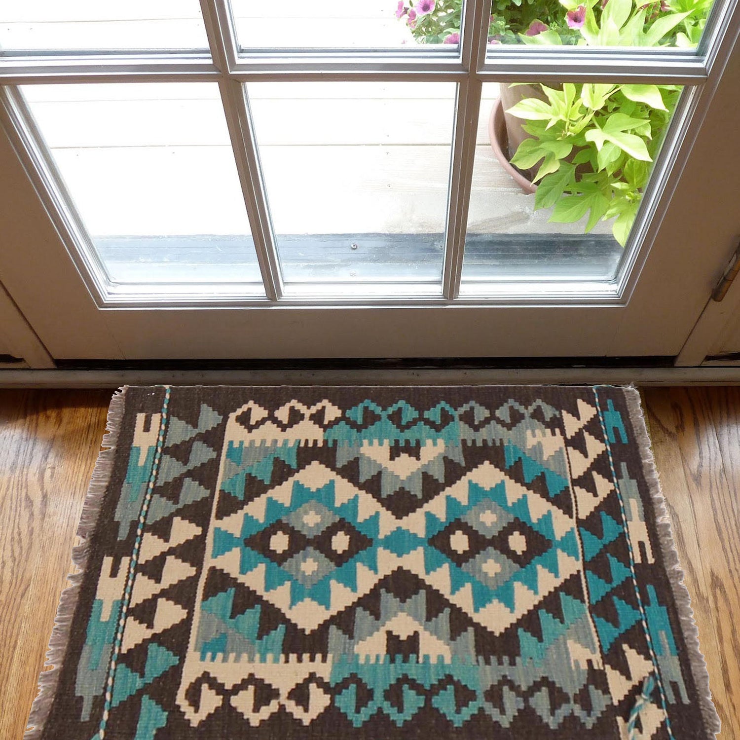 Handmade Vegetable Kilim 1' 10" x 2' 7" ft / 56 x 80 cm - No. P36297