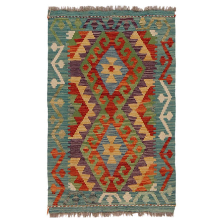 Hand Knotted Afghan Style Kilim 2' 1" x 3' 3" ft / 63 x 100 cm - No. P36299