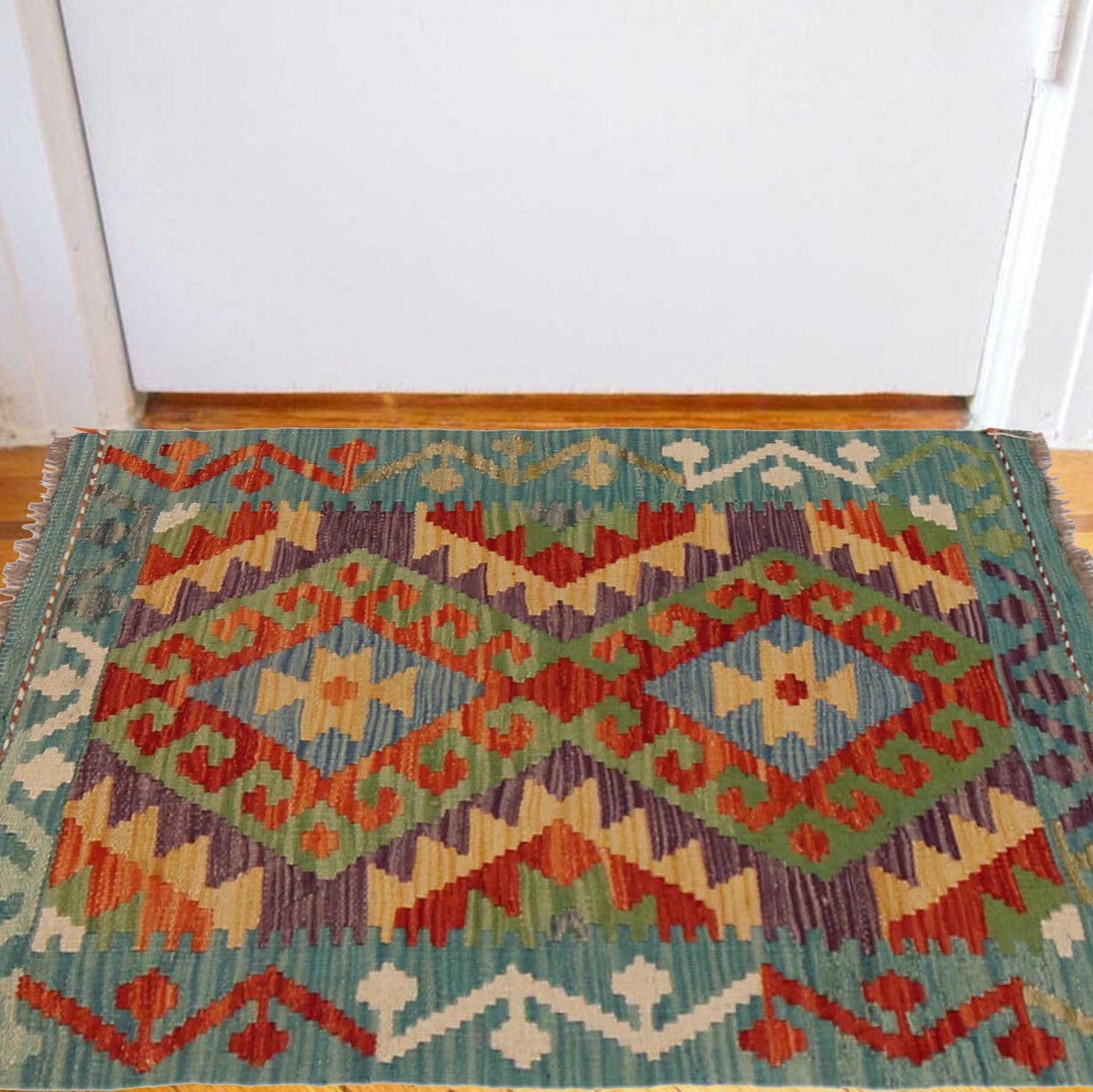 Hand Knotted Afghan Style Kilim 2' 1" x 3' 3" ft / 63 x 100 cm - No. P36299