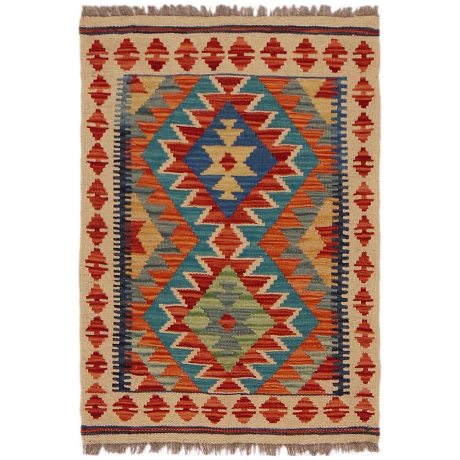 Hand Knotted Flatweave Kilim 2' 0" x 2' 11" ft / 60 x 88 cm - No. P36303