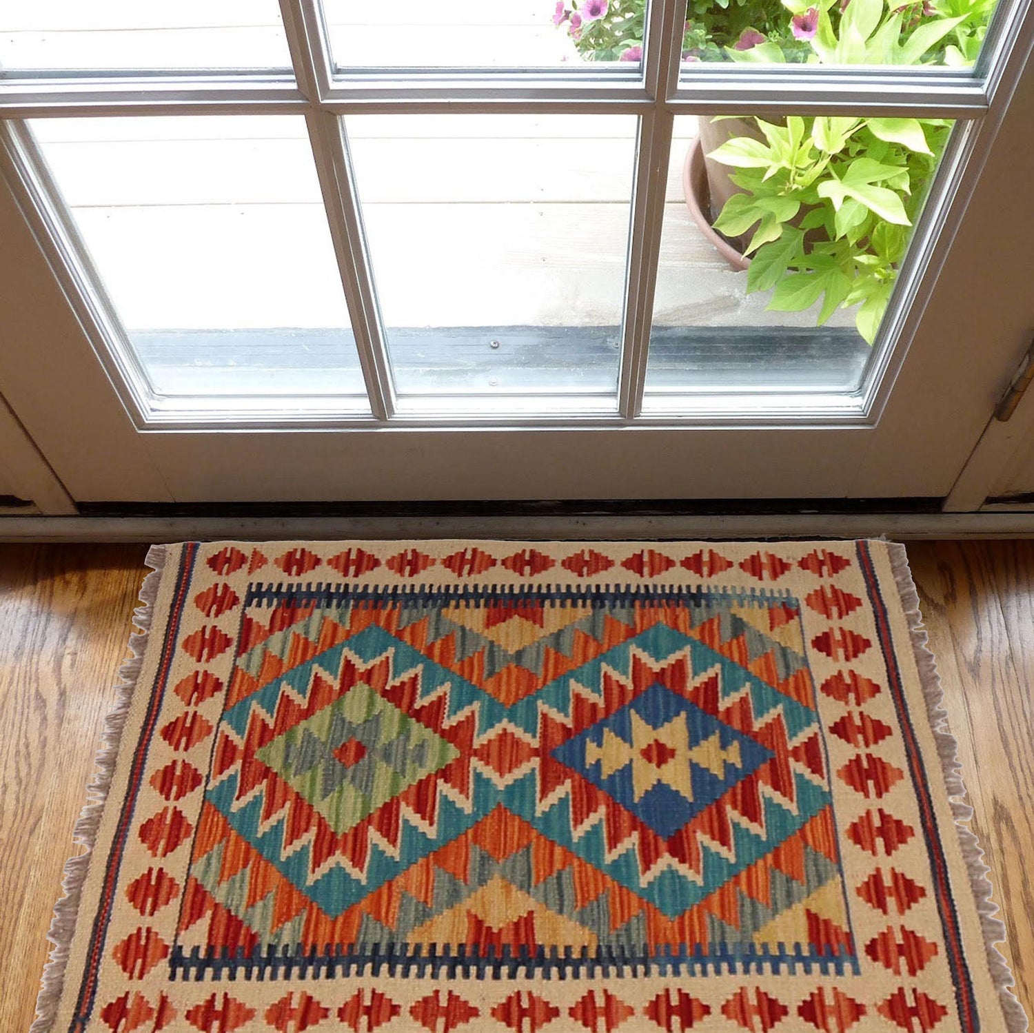 Hand Knotted Flatweave Kilim 2' 0" x 2' 11" ft / 60 x 88 cm - No. P36303