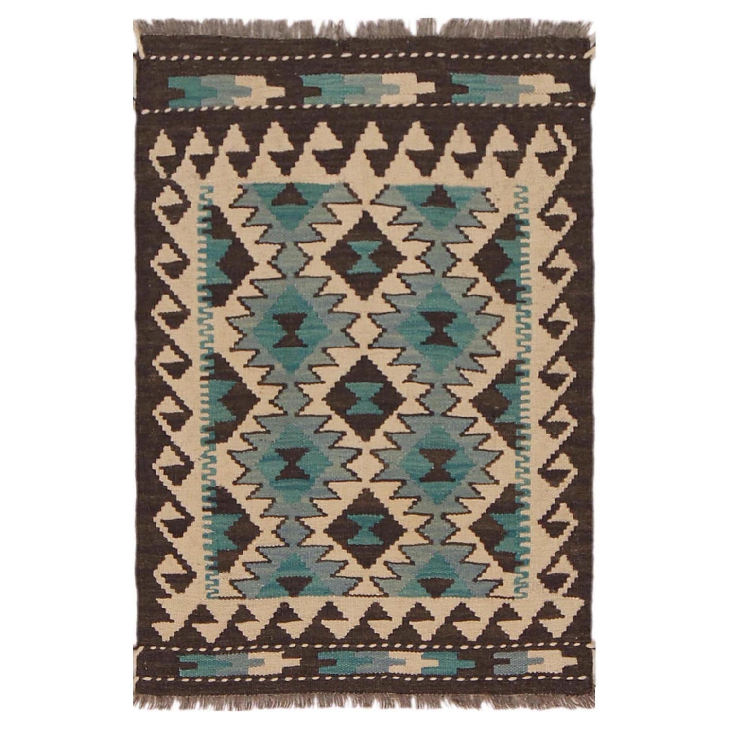 Hand Made Afghan Kilim 2' 1" x 2' 11" ft / 63 x 90 cm - No. P36305