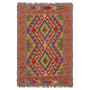 Multi Color ful Flat-Weave Wool Kilim 2' 2" x 3' 5" ft / 65 x 103 cm - No. P36306