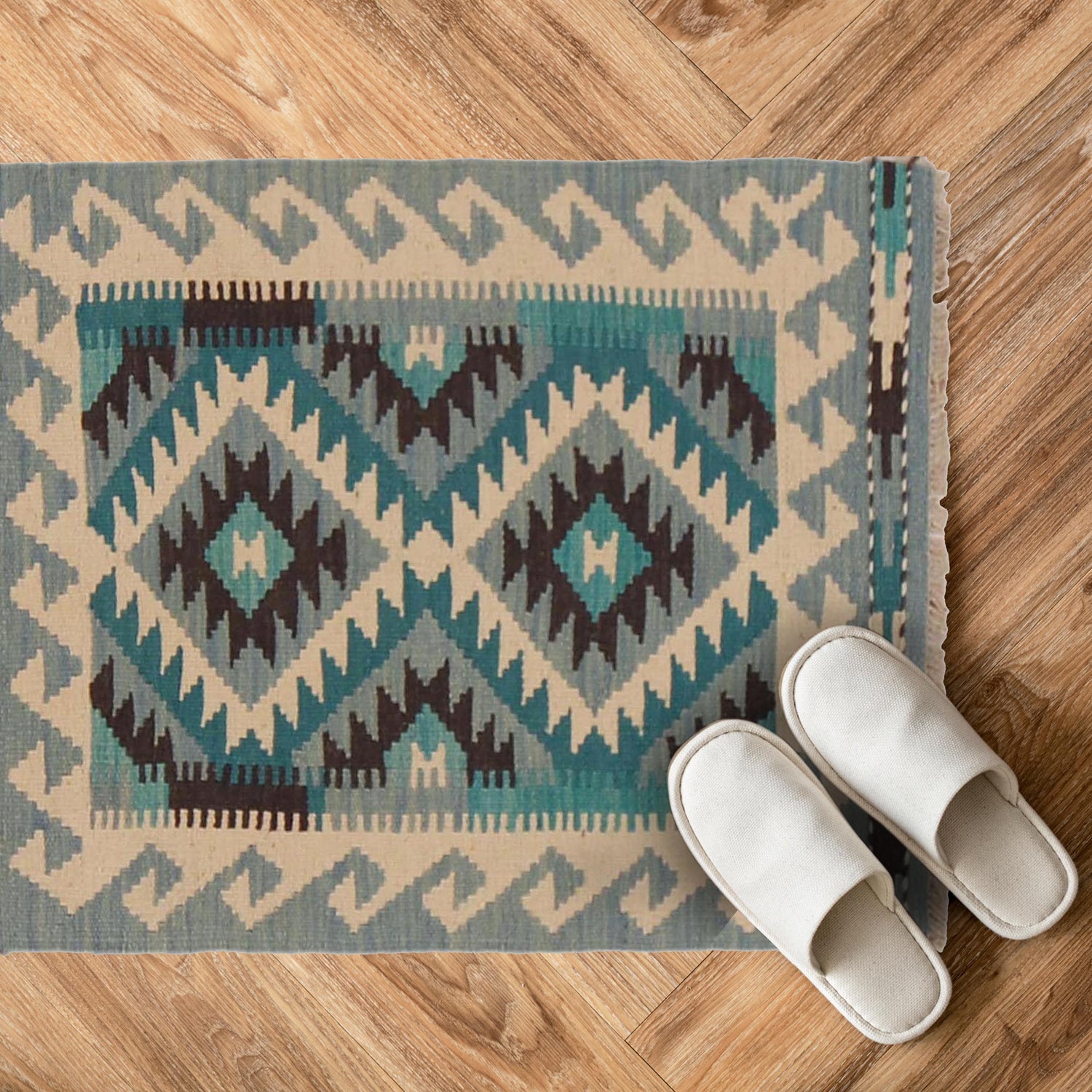 Handmade Afghan Vegetable Kilim 2' 0" x 2' 10" ft / 60 x 87 cm - No. P36318