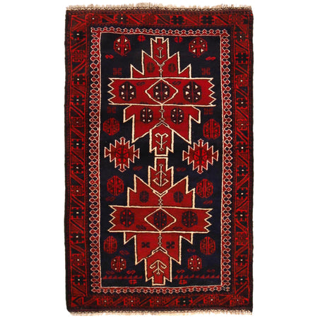 Red Color Baluchi Rug 2' 11" x 4' 10" ft / 88 x 147 cm - No. P36324