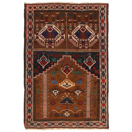Handmade Prayer Rug 2' 9" x 4' 0" ft / 84 x 123 cm - No. P36326