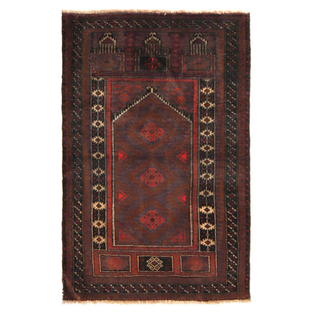 Small Prayer Carpet 2' 10" x 4' 4" ft / 86 x 133 cm - No. P36331