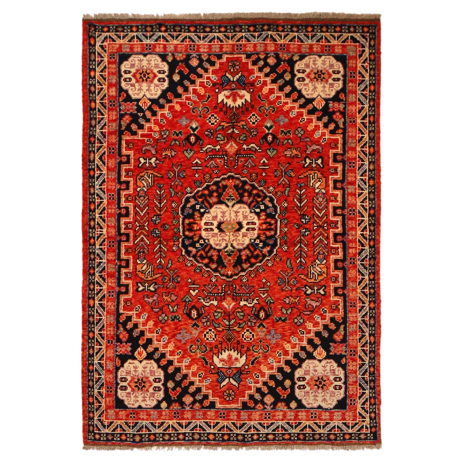 Handmade Shiraz Carpet 4' 1" x 6' 0" ft / 125 x 183 cm - No. P36347