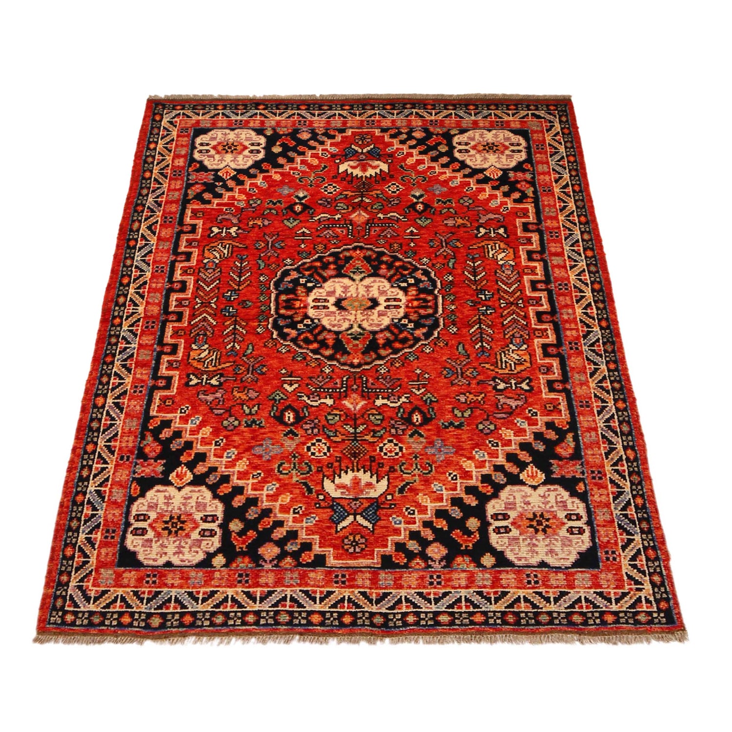 Handmade Shiraz Carpet 4' 1" x 6' 0" ft / 125 x 183 cm - No. P36347