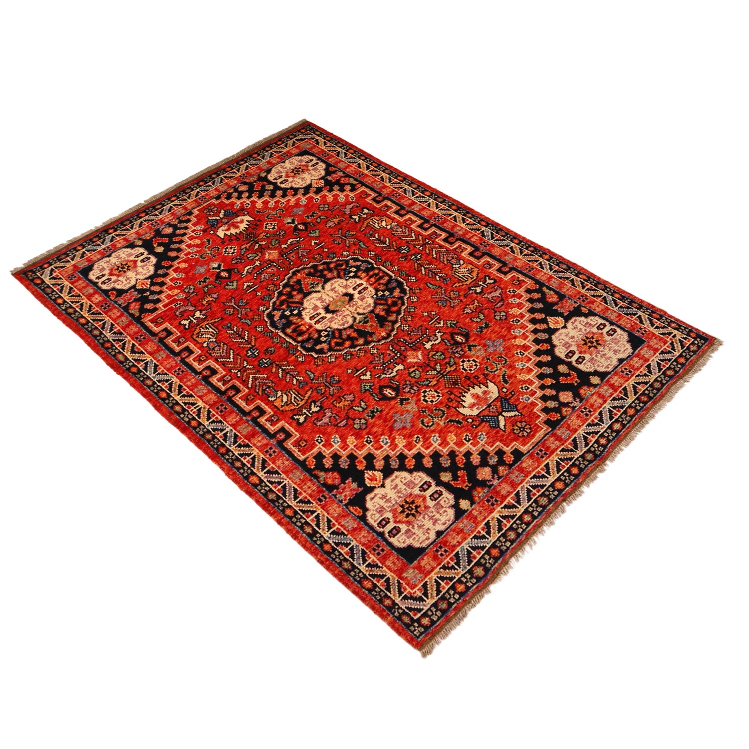 Handmade Shiraz Carpet 4' 1" x 6' 0" ft / 125 x 183 cm - No. P36347