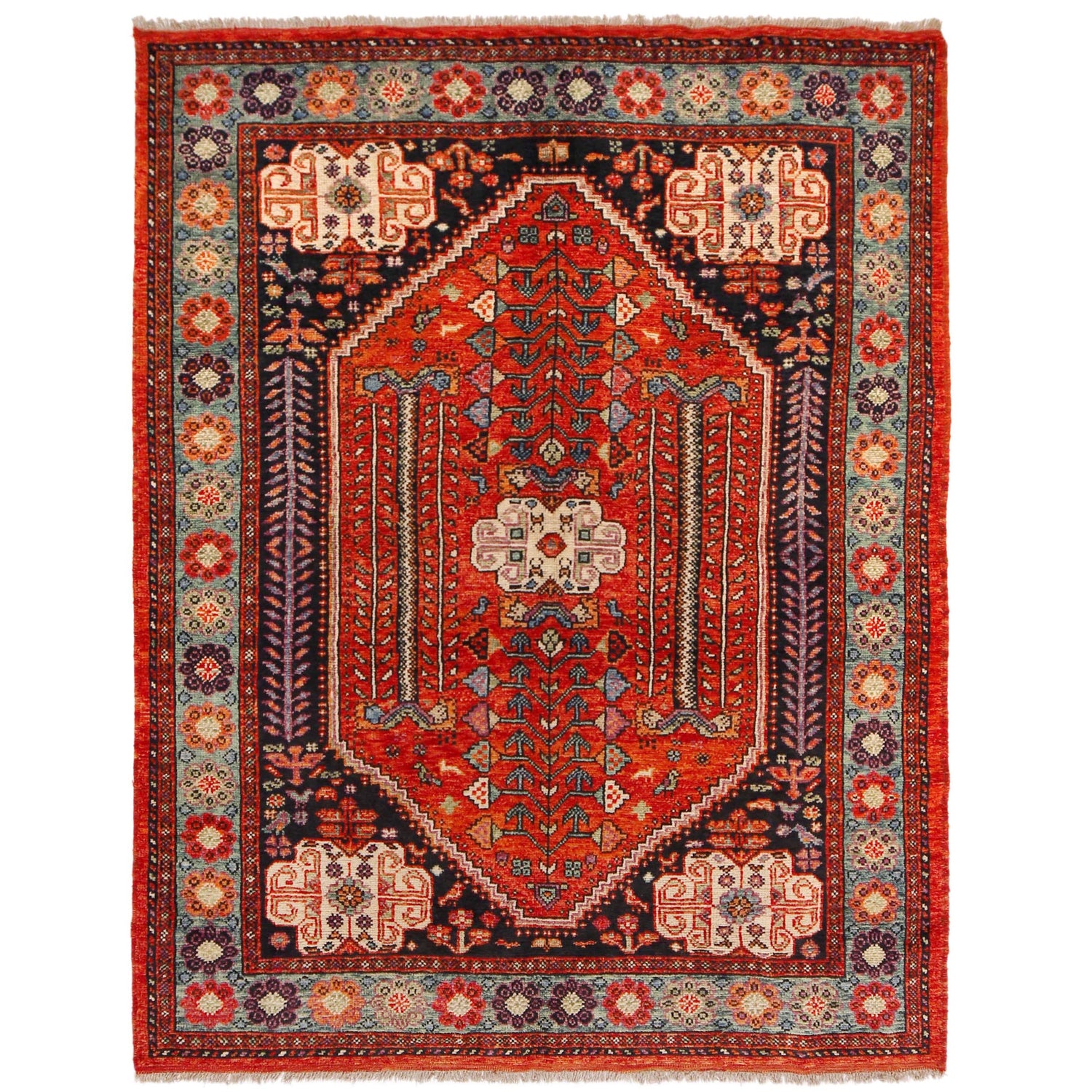 Persian Shirazi Design Carpet 5' 9" x 7' 8" ft / 174 x 233 cm - No. P36348
