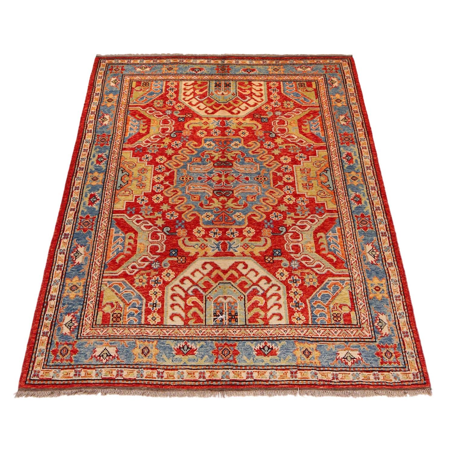 Rich Red Color Shiraz Carpet 5' 1" x 6' 7" ft / 155 x 200 cm - No. P36353