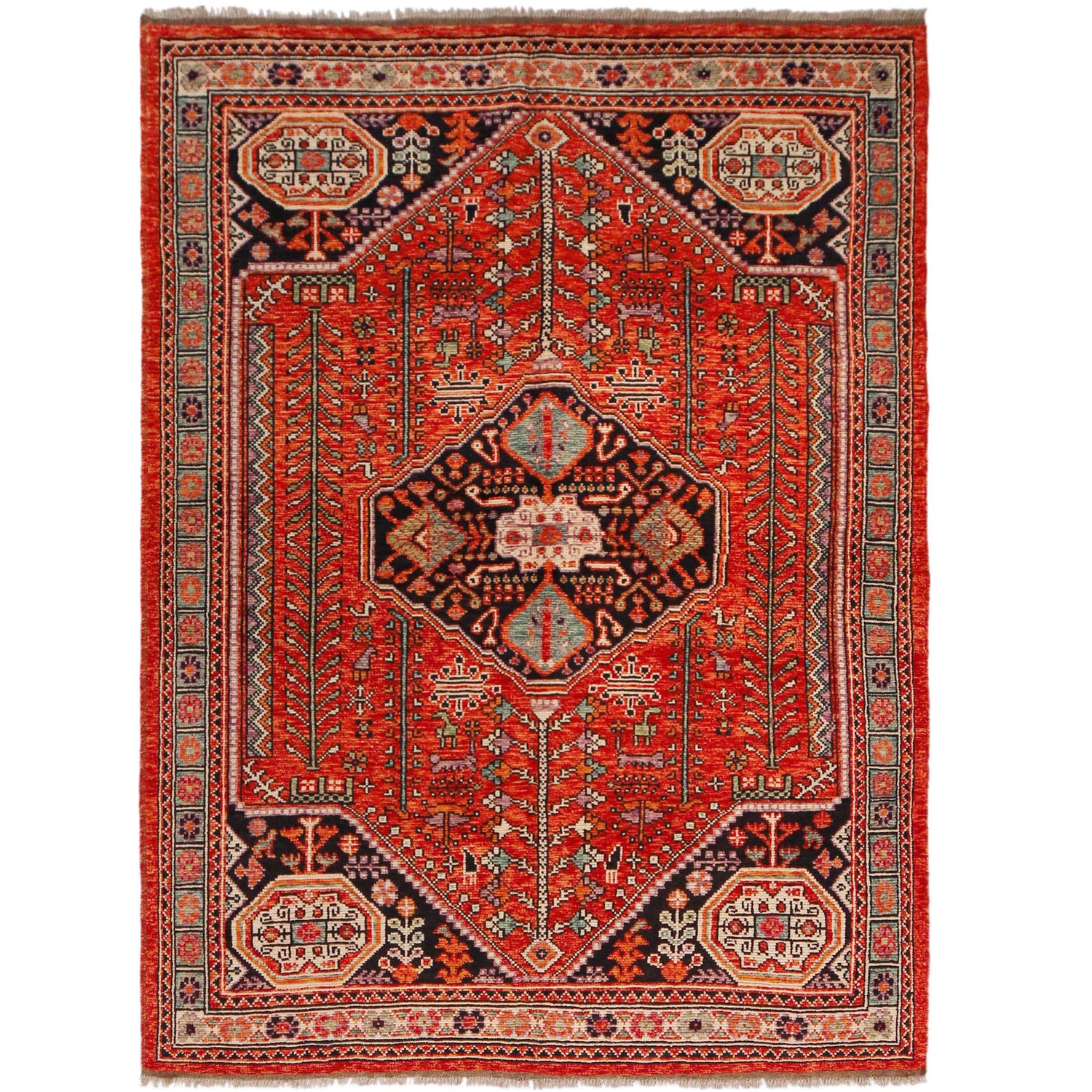 Persian Shirazi Design Carpet 5' 9" x 7' 9" ft / 176 x 237 cm - No. P36355