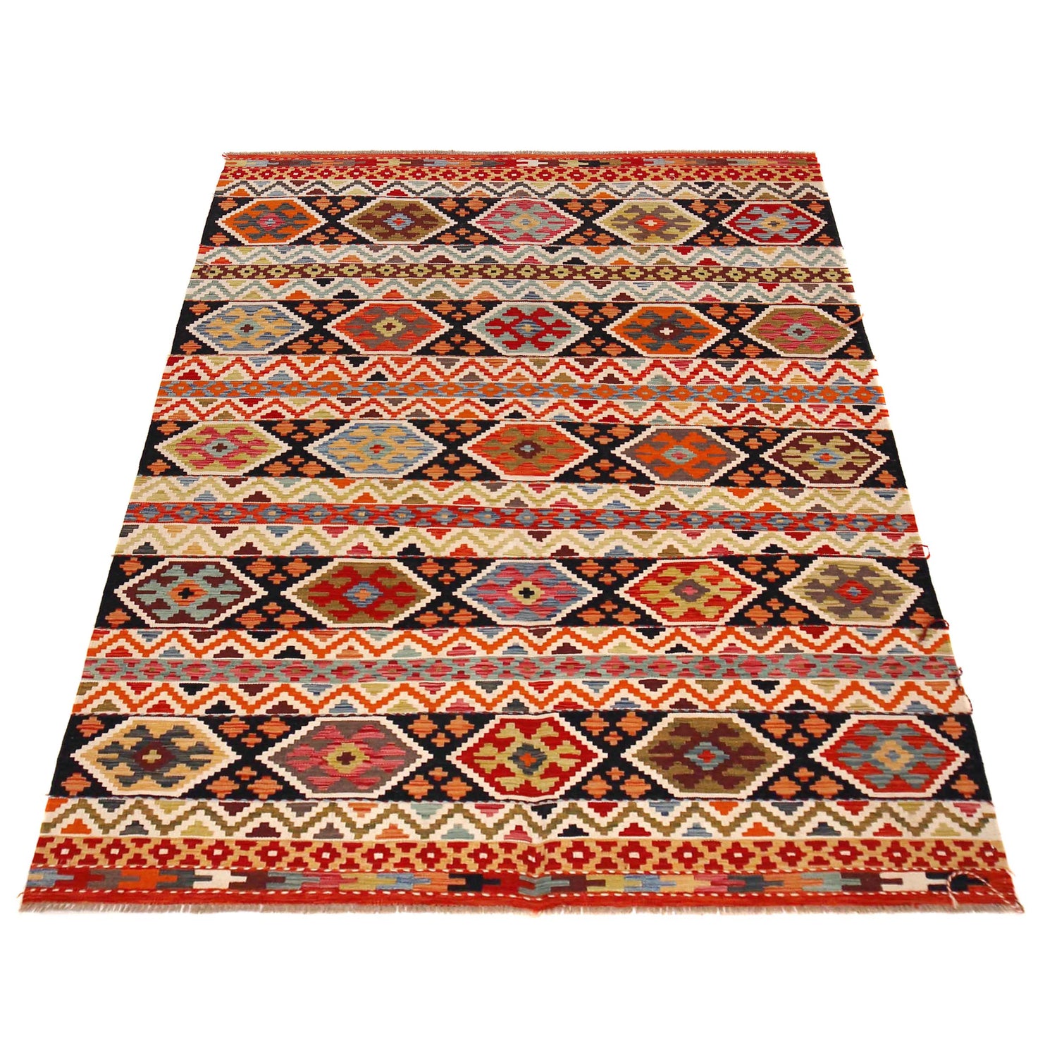 Hand Made Afghan Kilim 5' 11" x 7' 11" ft / 180 x 241 cm - No. P36364