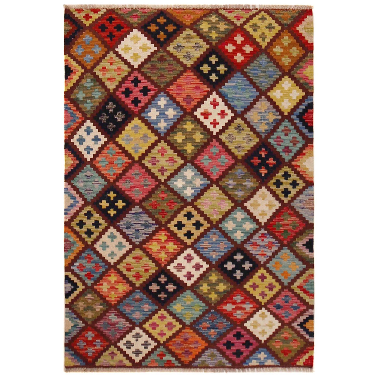 Handmade Vegetable Kilim 3' 3" x 4' 10" ft / 100 x 147 cm - No. P36369
