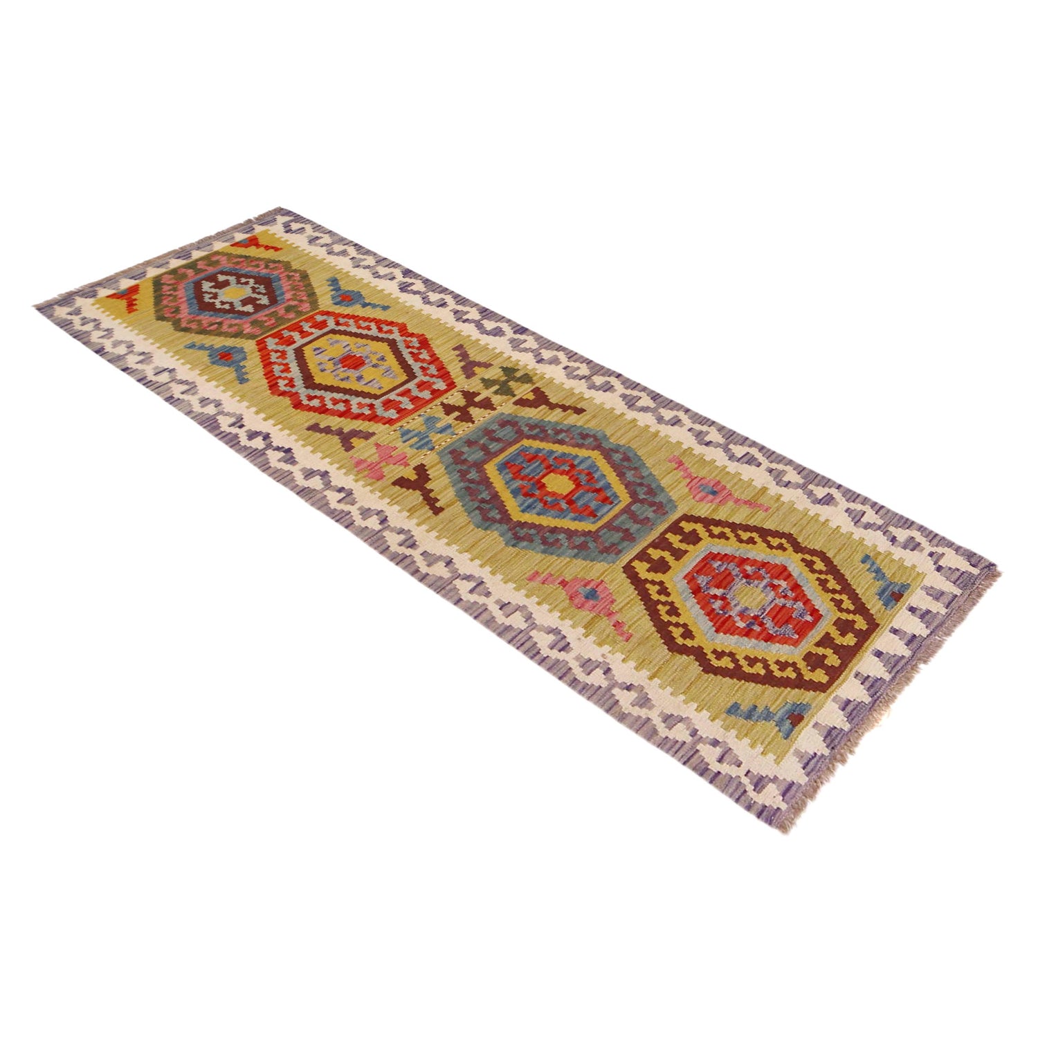 Hand Knotted Flatweave Kilim Runner 2' 2" x 6' 7" ft / 67 x 200 cm - No. P36370