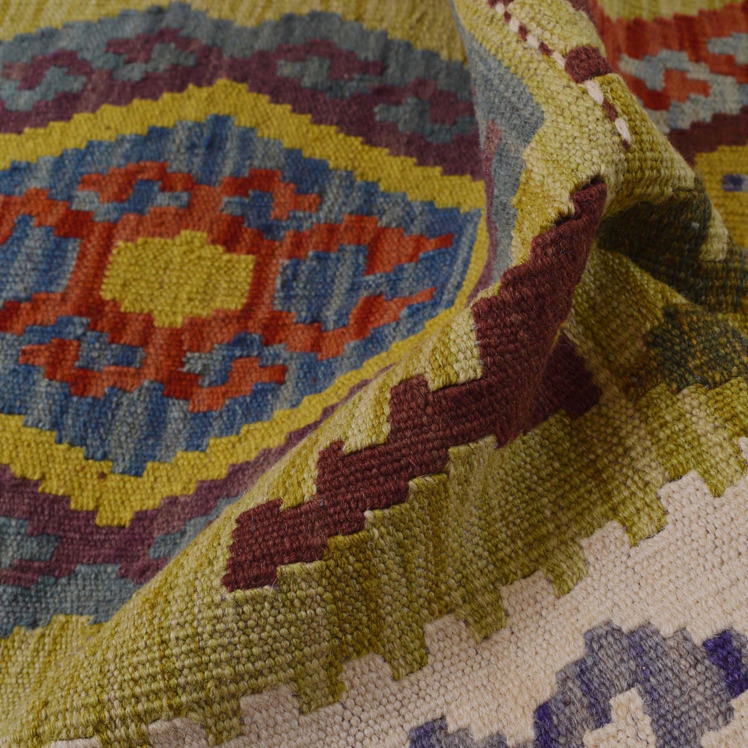 Hand Knotted Flatweave Kilim Runner 2' 2" x 6' 7" ft / 67 x 200 cm - No. P36370