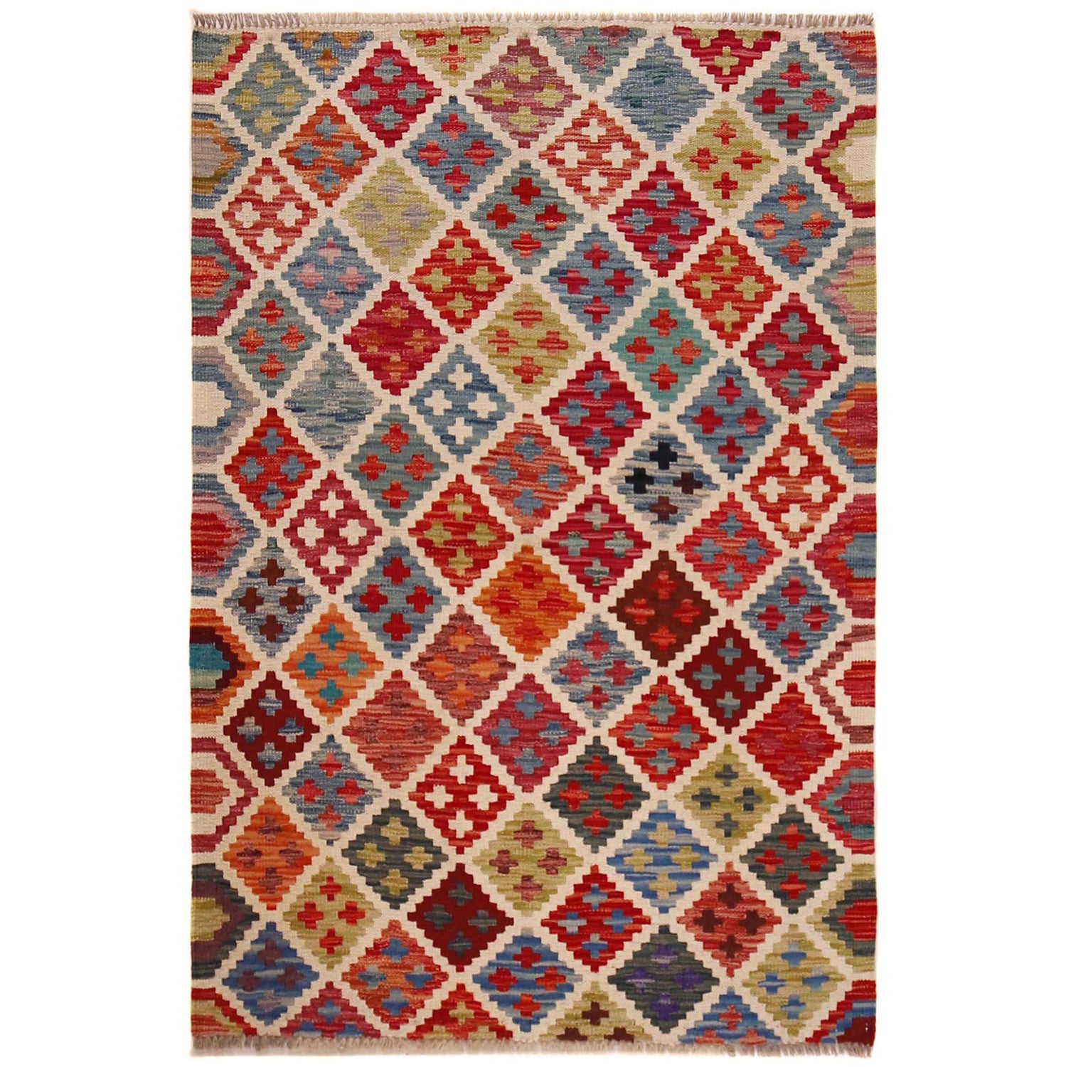 Handmade Vegetable Kelim 3' 3" x 5' 0" ft / 100 x 153 cm - No. P36390