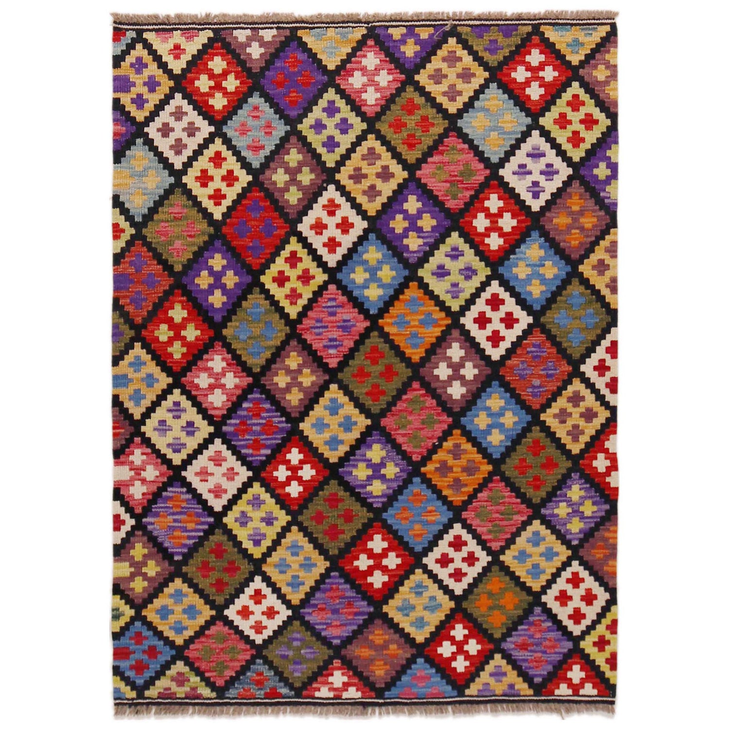 Hand Woven Wool Kelim 3' 5" x 5' 0" ft / 103 x 152 cm - No. P36392