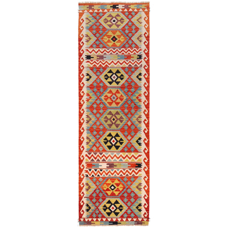Handmade Afghan Vegetable Kilim Runner 2' 10" x 9' 9" ft / 86 x 297 cm - No. P36394