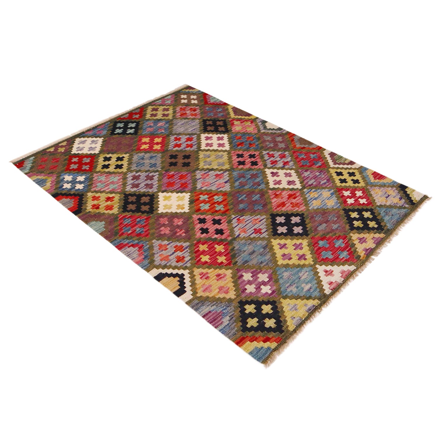 Hand Knotted Flatweave Kilim 3' 3" x 4' 10" ft / 100 x 147 cm - No. P36397