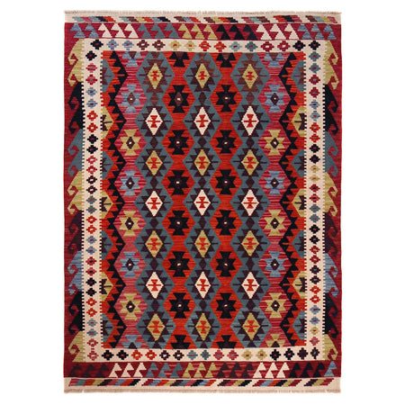 Handmade Afghan Vegetable Kilim 5' 0" x 6' 11" ft / 152 x 212 cm - No. P36399