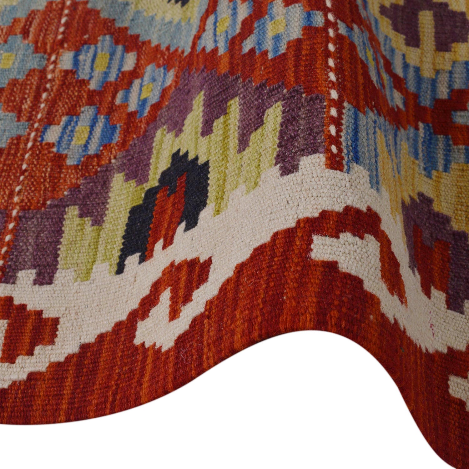 Multi Color ful Flat-Weave Wool Kilim Runner 2' 9" x 9' 7" ft / 83 x 292 cm - No. P36404
