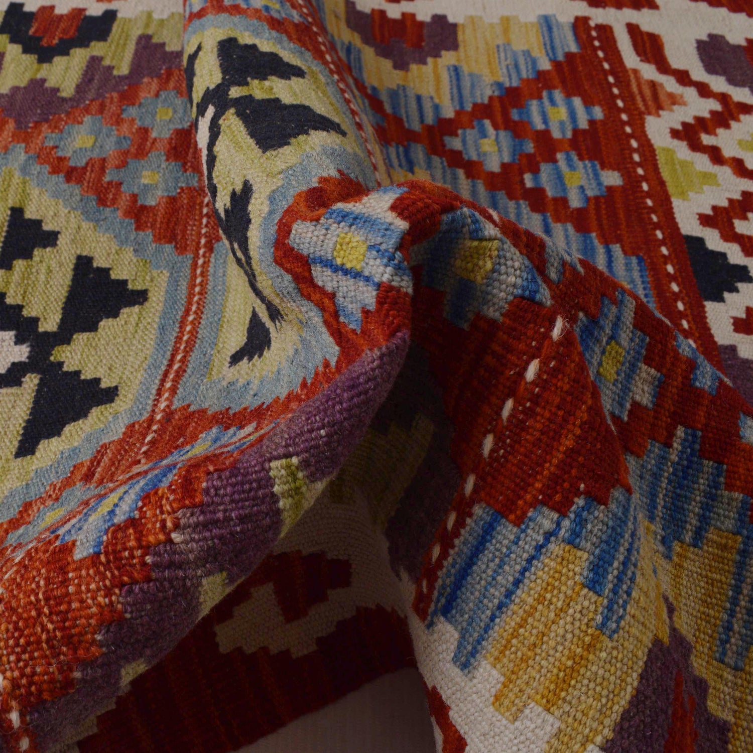 Multi Color ful Flat-Weave Wool Kilim Runner 2' 9" x 9' 7" ft / 83 x 292 cm - No. P36404