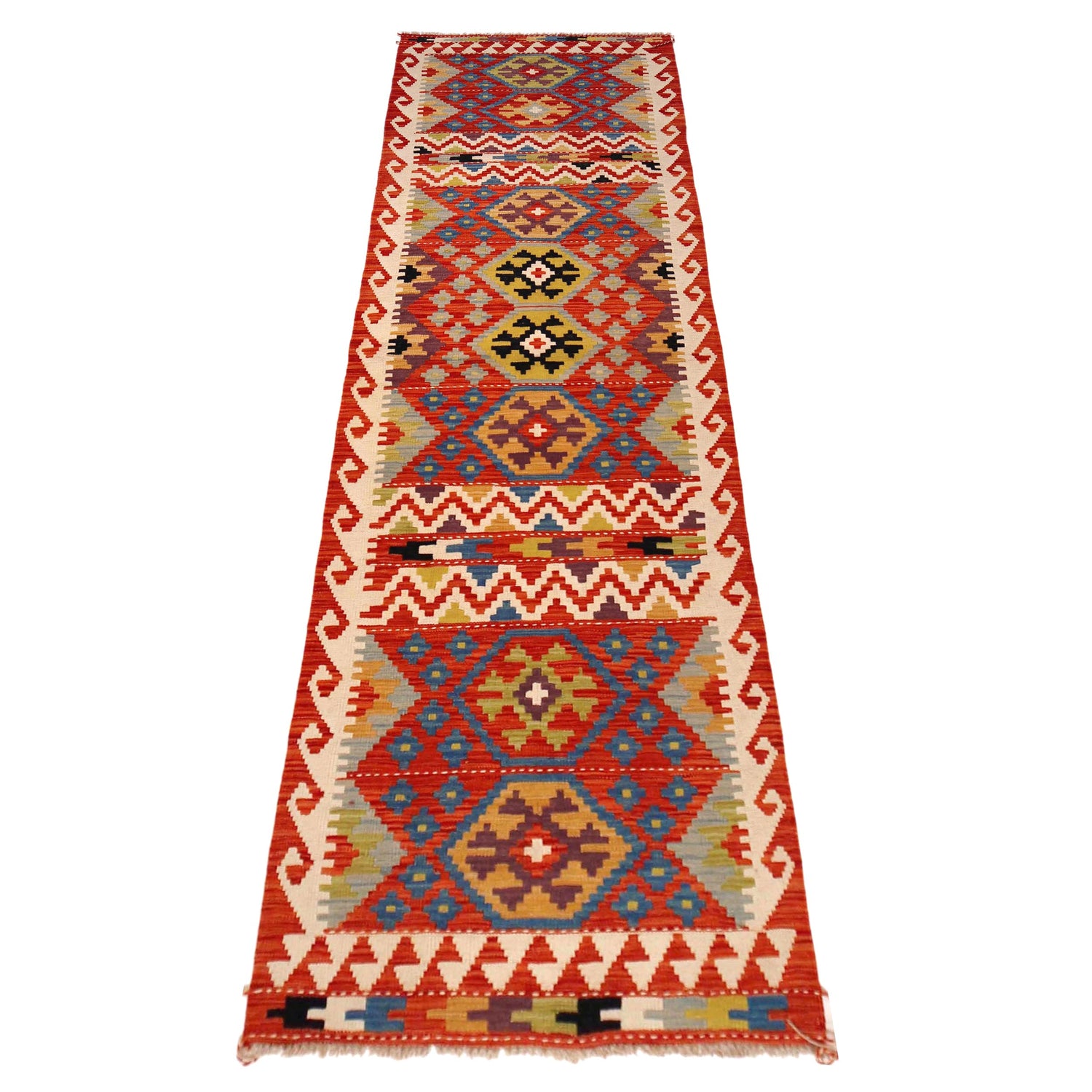 Handmade Vegetable Kilim Runner 2' 9" x 10' 0" ft / 84 x 304 cm - No. P36405
