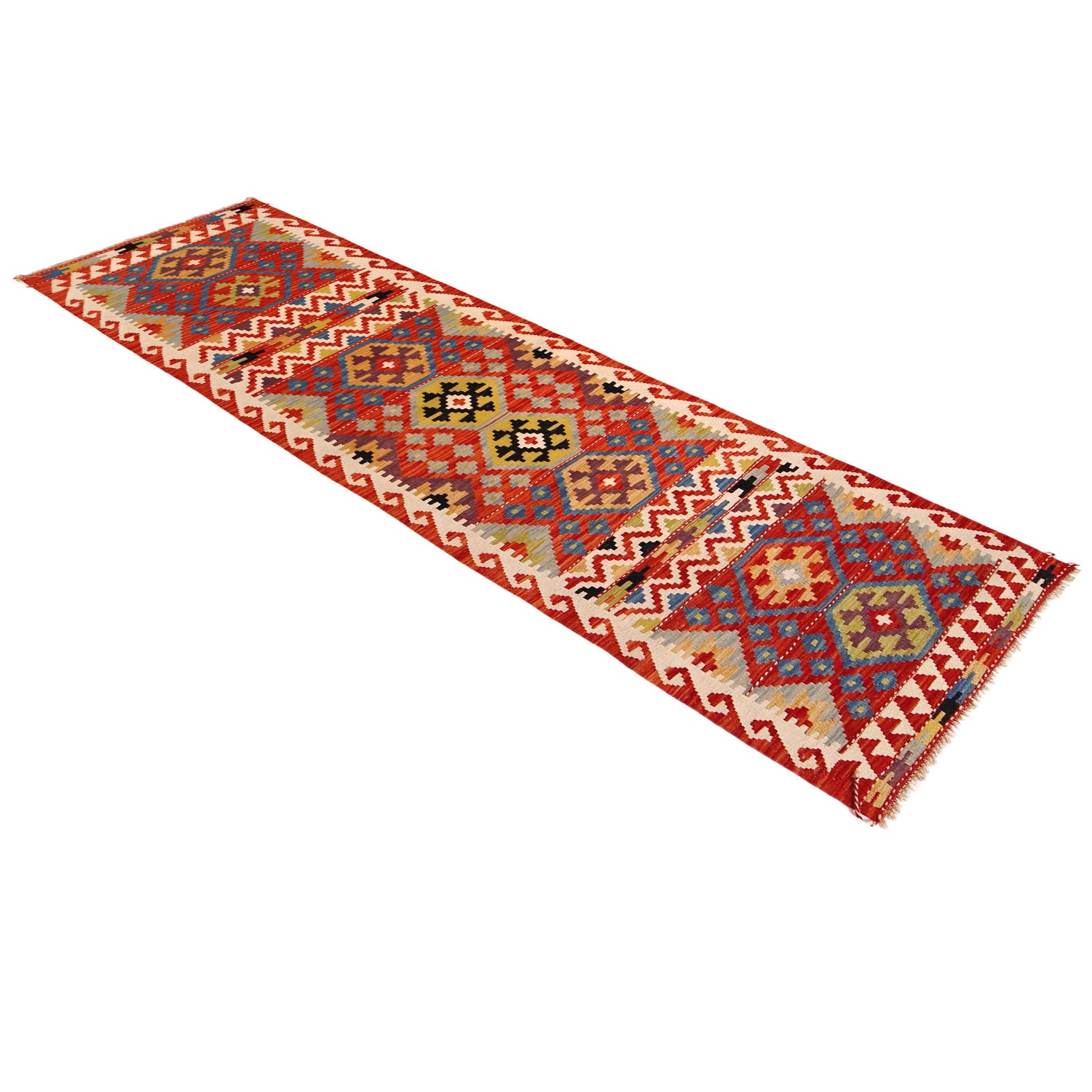 Handmade Vegetable Kilim Runner 2' 9" x 10' 0" ft / 84 x 304 cm - No. P36405