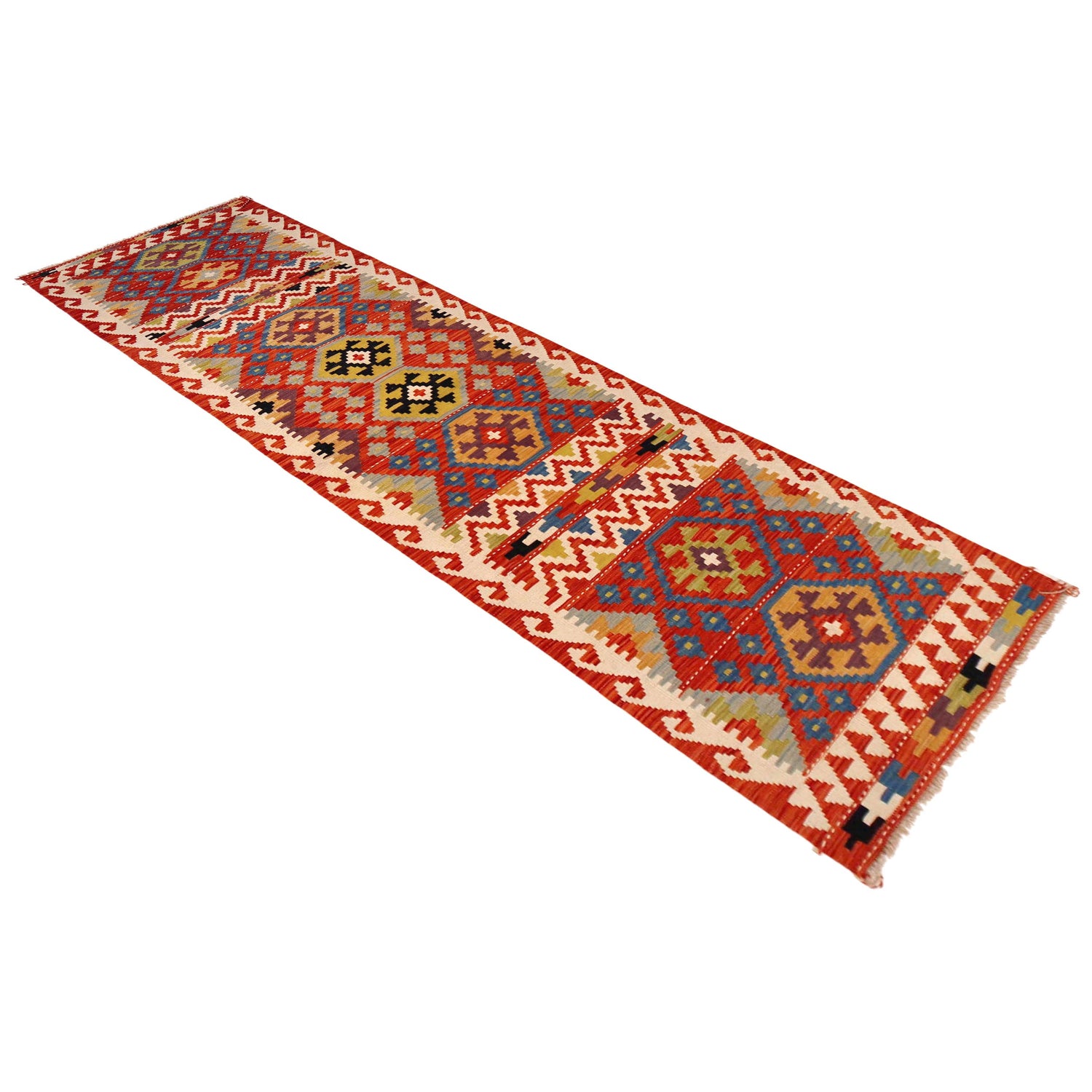 Handmade Vegetable Kilim Runner 2' 9" x 10' 0" ft / 84 x 304 cm - No. P36405