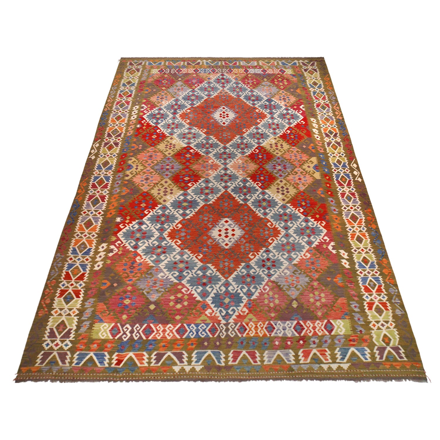 Handmade Afghan Vegetable Kilim 9' 8" x 16' 5" ft / 295 x 500 cm - No. P36409