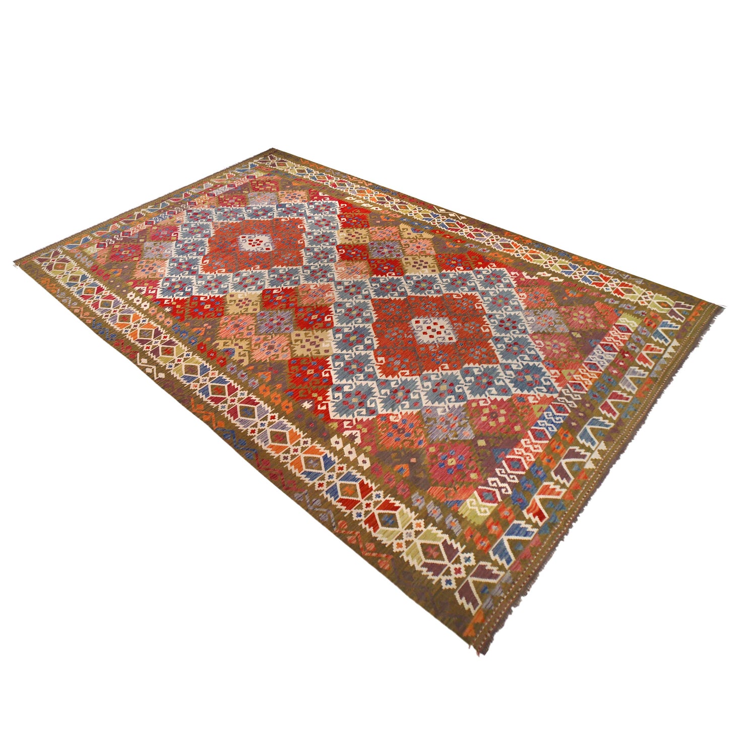 Handmade Afghan Vegetable Kilim 9' 8" x 16' 5" ft / 295 x 500 cm - No. P36409