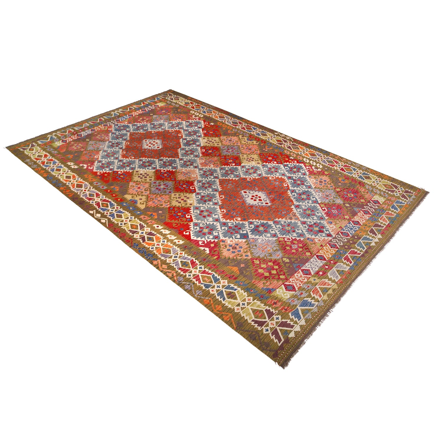 Handmade Afghan Vegetable Kilim 9' 8" x 16' 5" ft / 295 x 500 cm - No. P36409