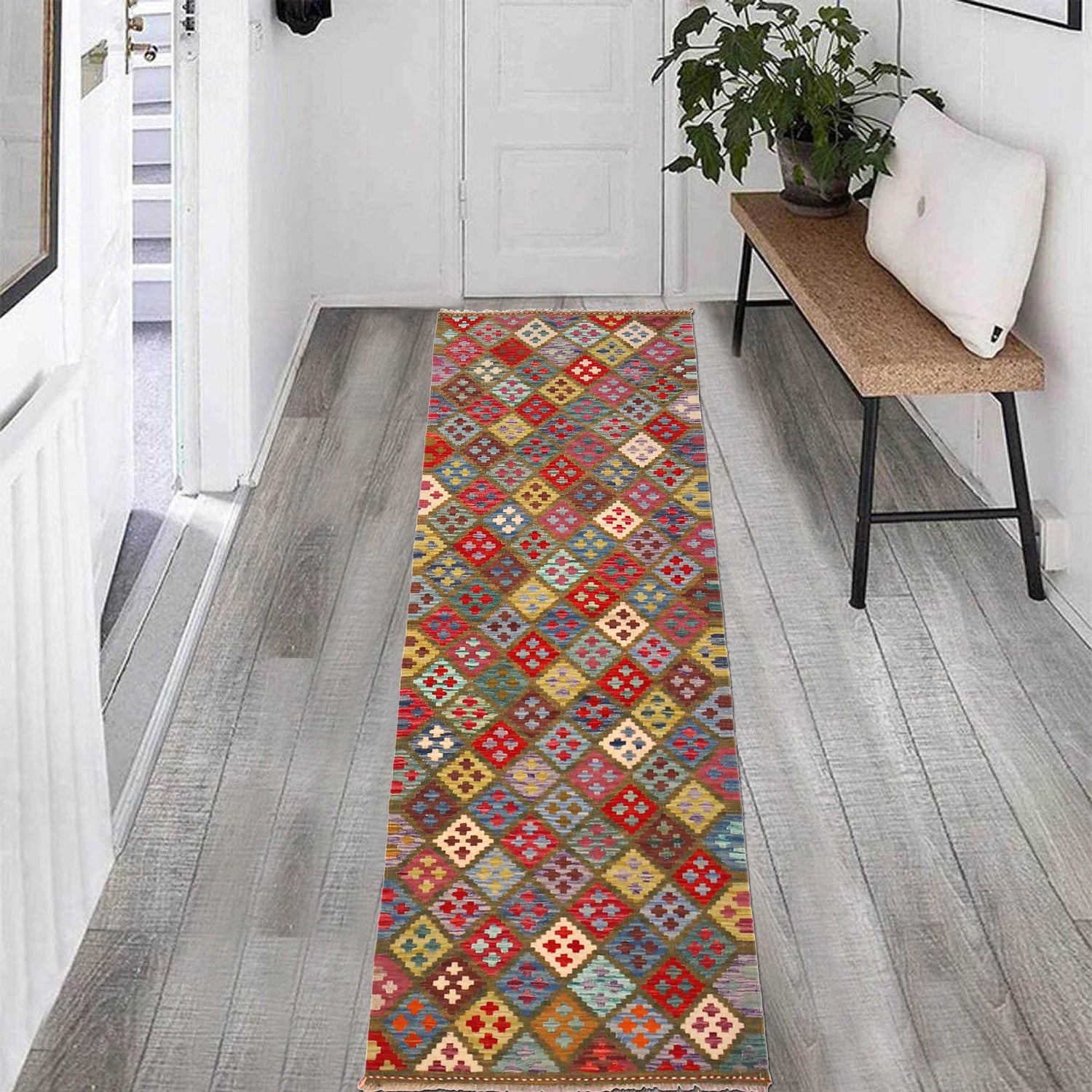 Short Kilim Runner 2' 9" x 8' 2" ft / 83 x 250 cm - No. P36410