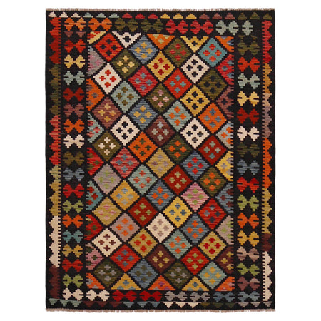 Hand Made Afghan Kilim 5' 0" x 6' 8" ft / 153 x 202 cm - No. P36415