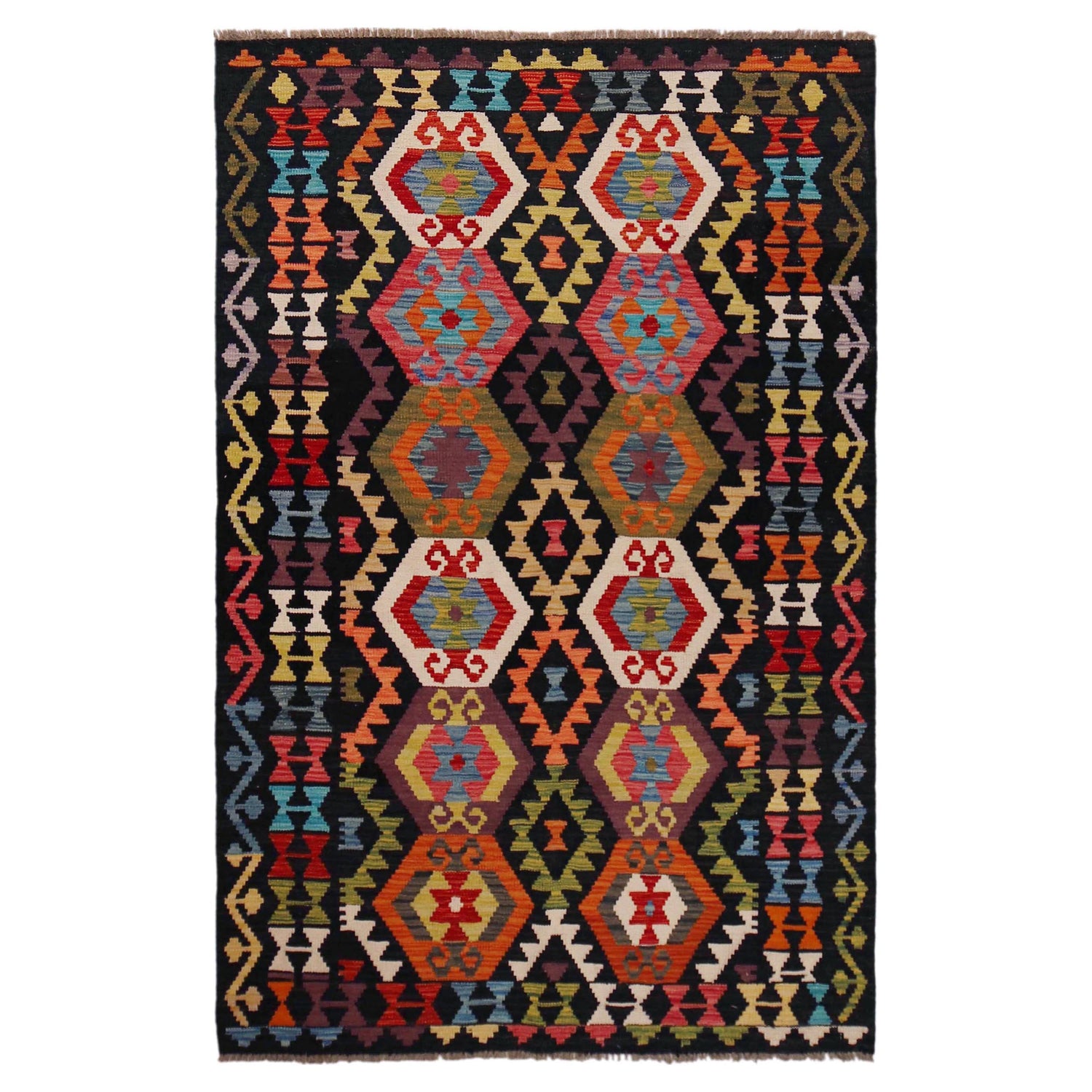 Handmade Vegetable Kelim 4' 1" x 6' 7" ft / 125 x 201 cm - No. P36418