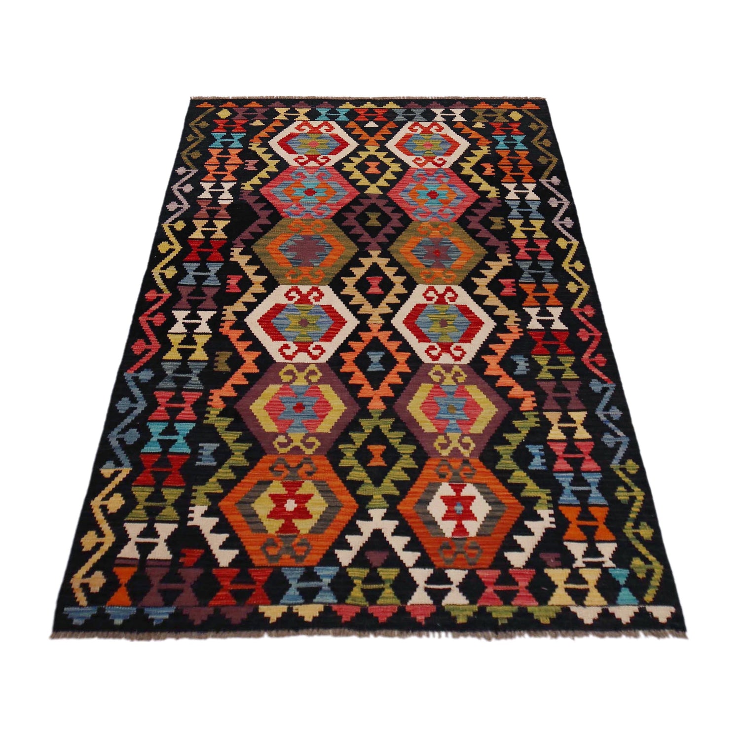 Handmade Vegetable Kelim 4' 1" x 6' 7" ft / 125 x 201 cm - No. P36418