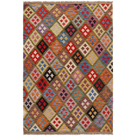 Handmade Afghan Vegetable Kilim 3' 6" x 5' 1" ft / 106 x 154 cm - No. P36422