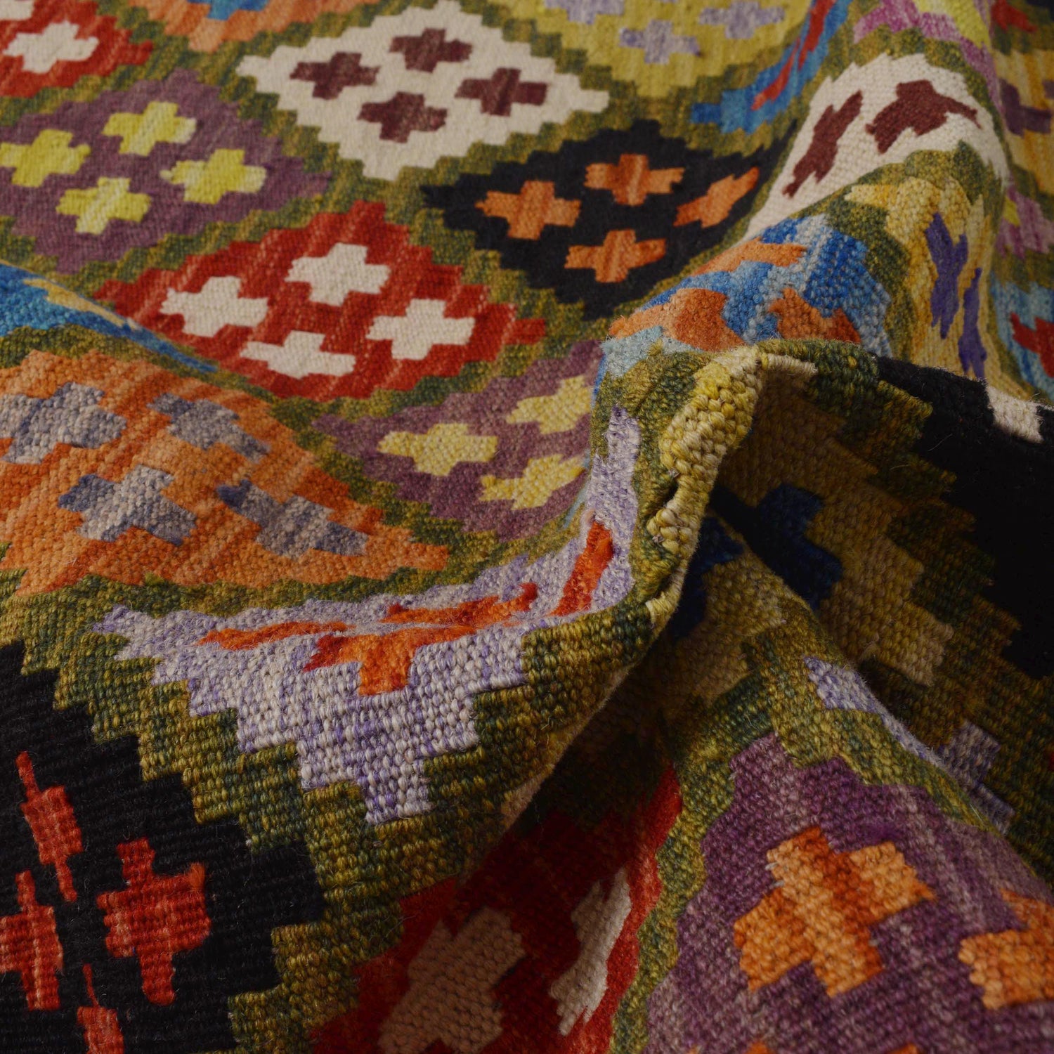 Handmade Afghan Vegetable Kilim 3' 6" x 5' 1" ft / 106 x 154 cm - No. P36422
