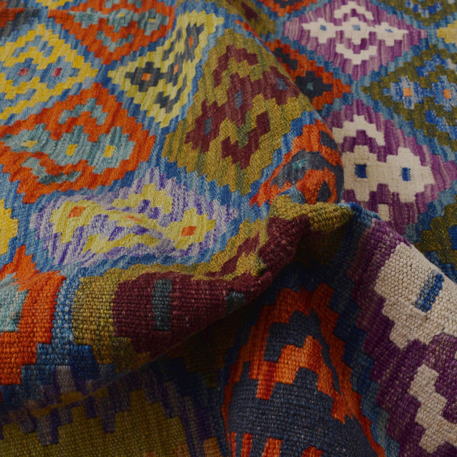 Hand Knotted Afghan Style Kilim 5' 8" x 8' 0" ft / 173 x 245 cm - No. P36433